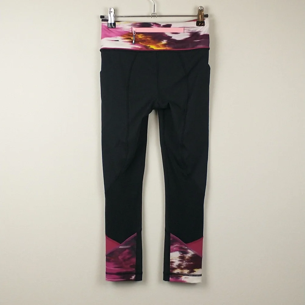 Lululemon Pace Rival Crop Leggings 2 Mesh Luxtreme Black Pigment Wind Berry